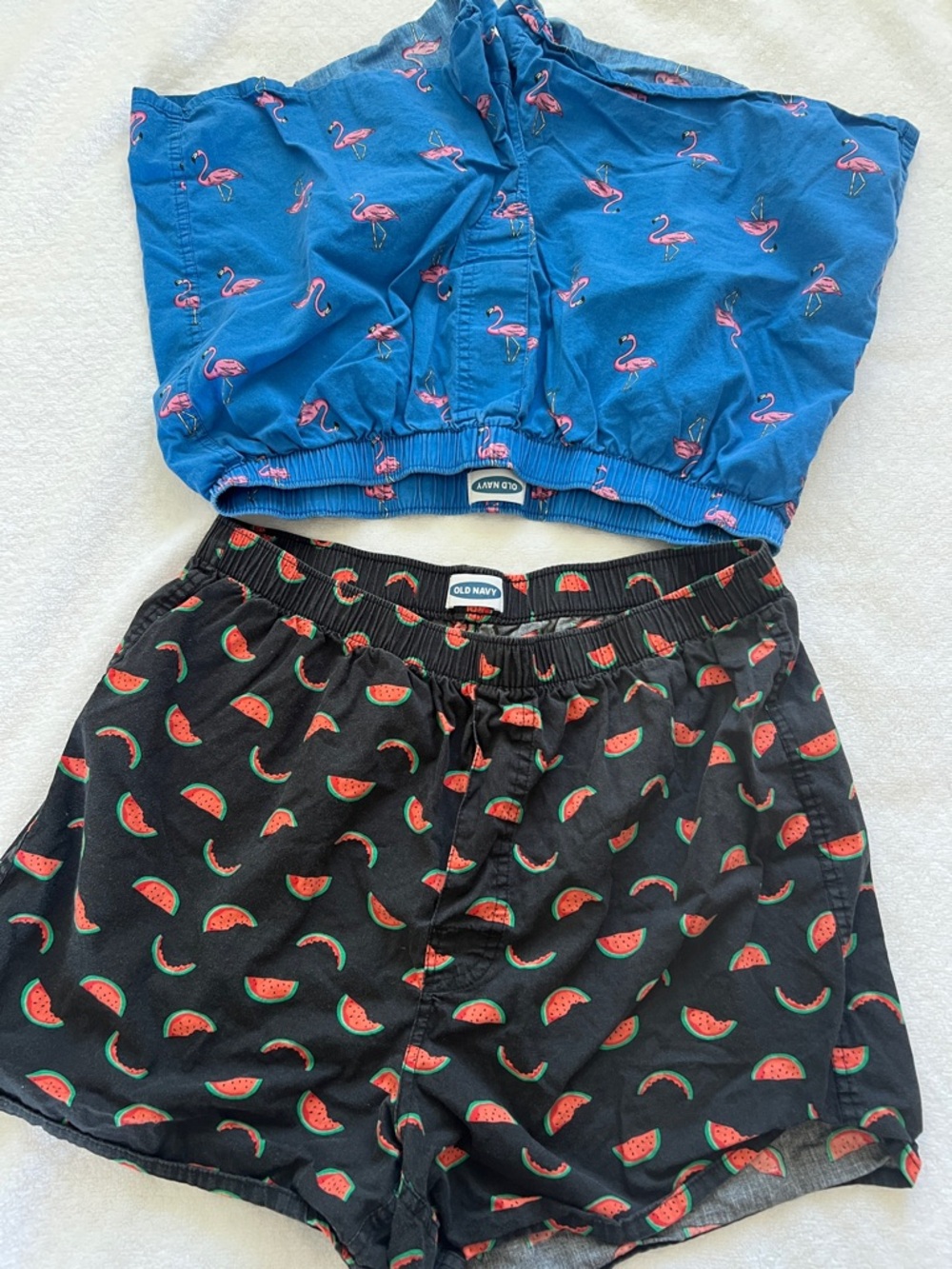 Bundle of Old Navy Black Watermelon boxers  with Blue Flamingos